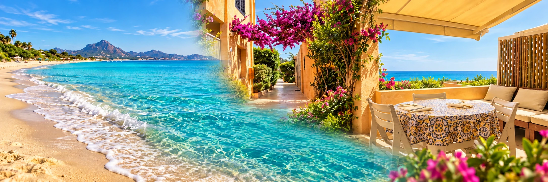 Spiaggia, terrazzo vista mare e residence di Stella Beach House a Costa Rei